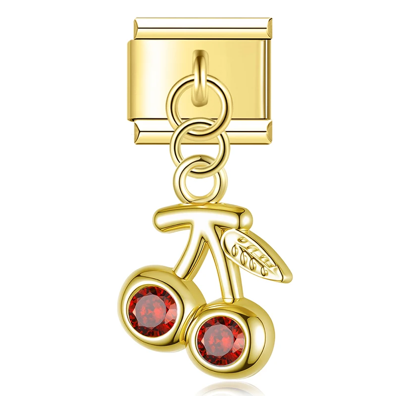 Crystal Cherry Dangle Italian Charms