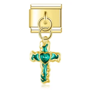 Crystal Cross Dangle Italian Charms