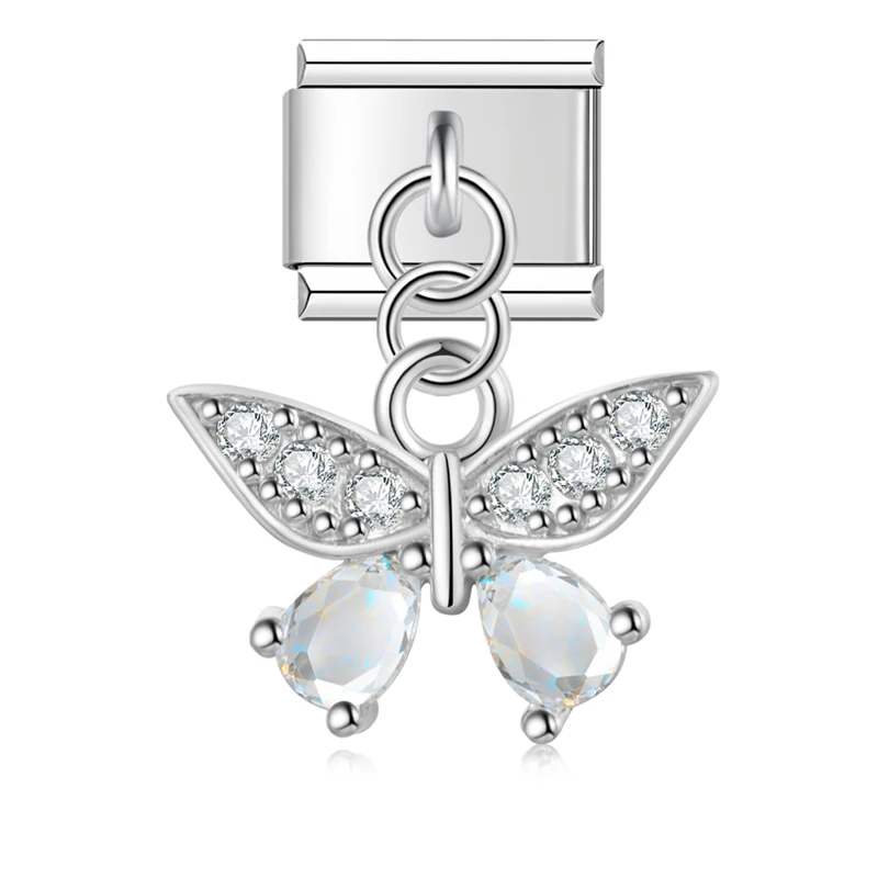 Crystal Butterfly and Turtle Dangle Italian Charms - Image 10