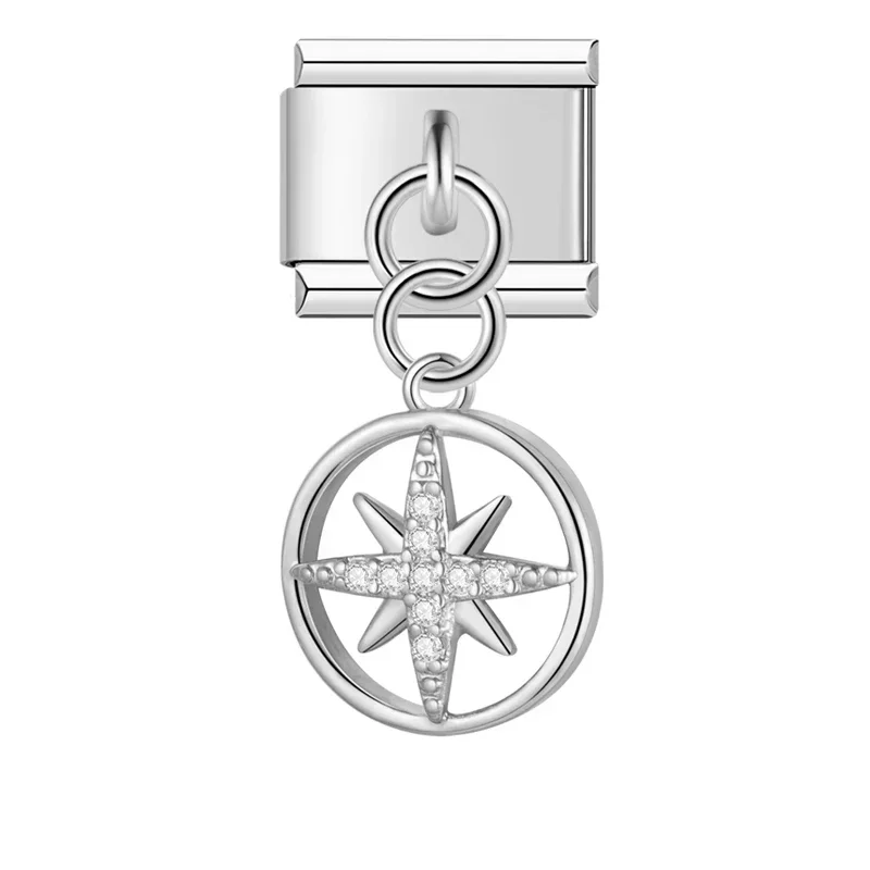 Crystal Compass and Flower Dangle Italian Charms - Image 6