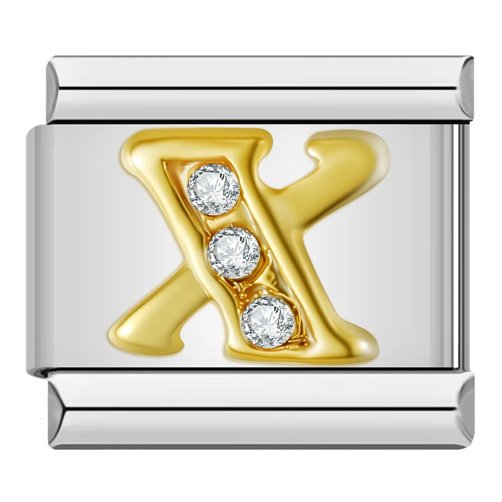 Gold Crystal Letter Italian Charms A to Z - Image 25