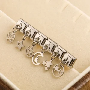 Moon, Star and Peace Dangle Italian Charms