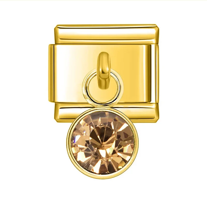 Gold Birthstone Crystal Dangle Italian Charm - Image 14