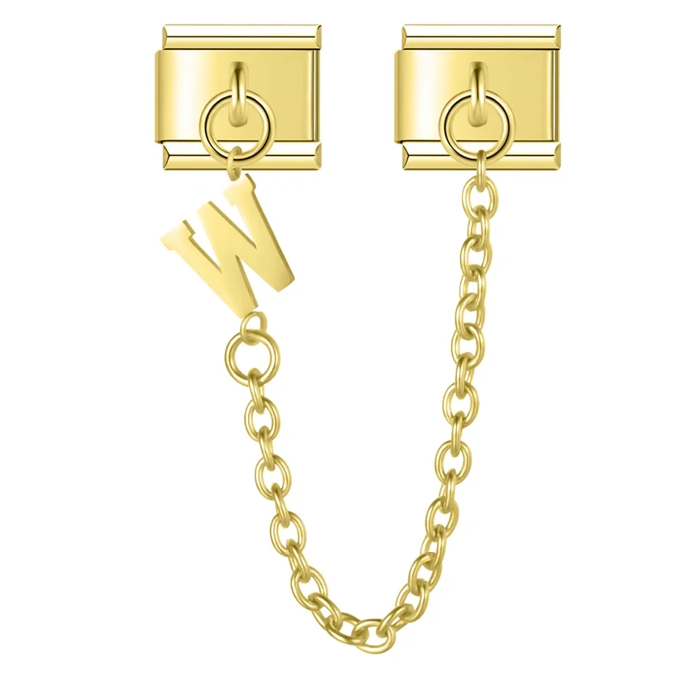 Gold Initial Safety Chain Italian Charms - Image 27