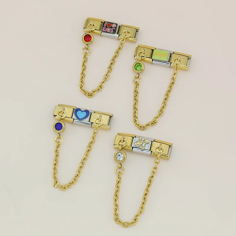Crystal Safety Chain Gold Italian Charms - Image 3