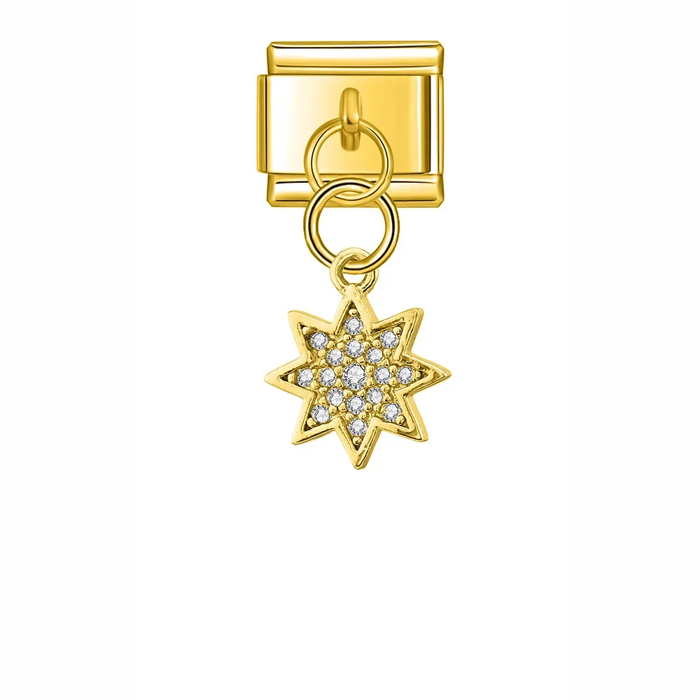 Crystal Snowflake, Key and Safety Pin Dangle Italian Charms - Image 13