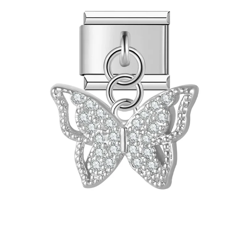 Crystal Butterfly and Elephant Dangle Italian Charms - Image 11