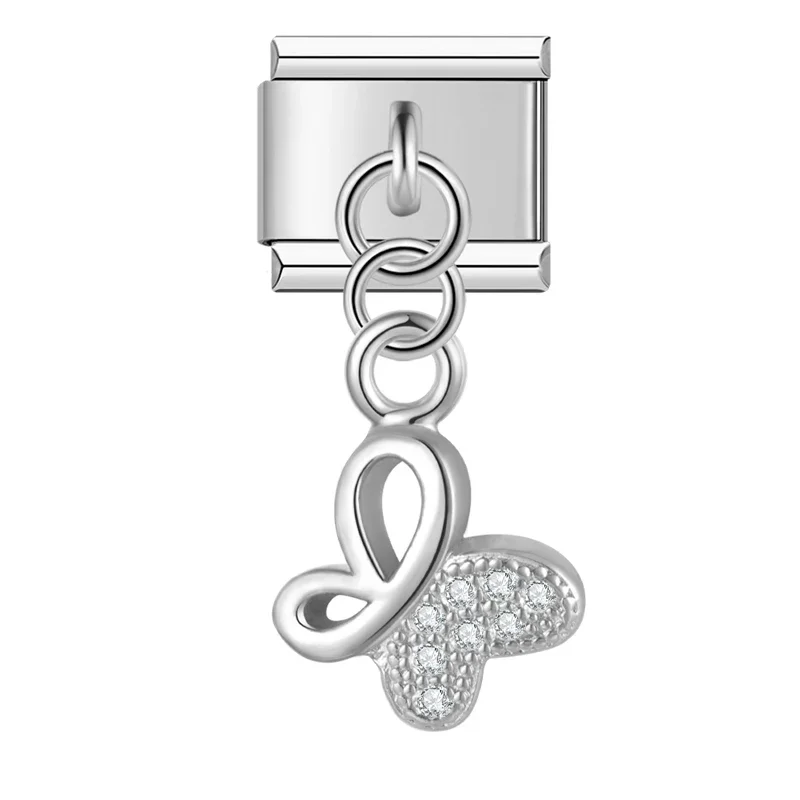 Crystal Butterfly and Elephant Dangle Italian Charms - Image 13