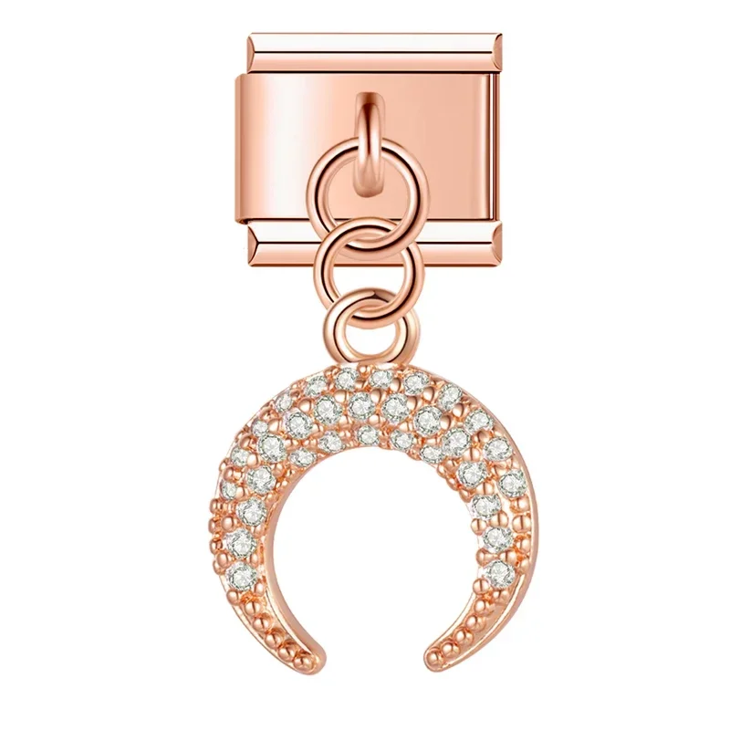 Rose Gold Crystal Symbol Dangle Italian Charms - Image 4