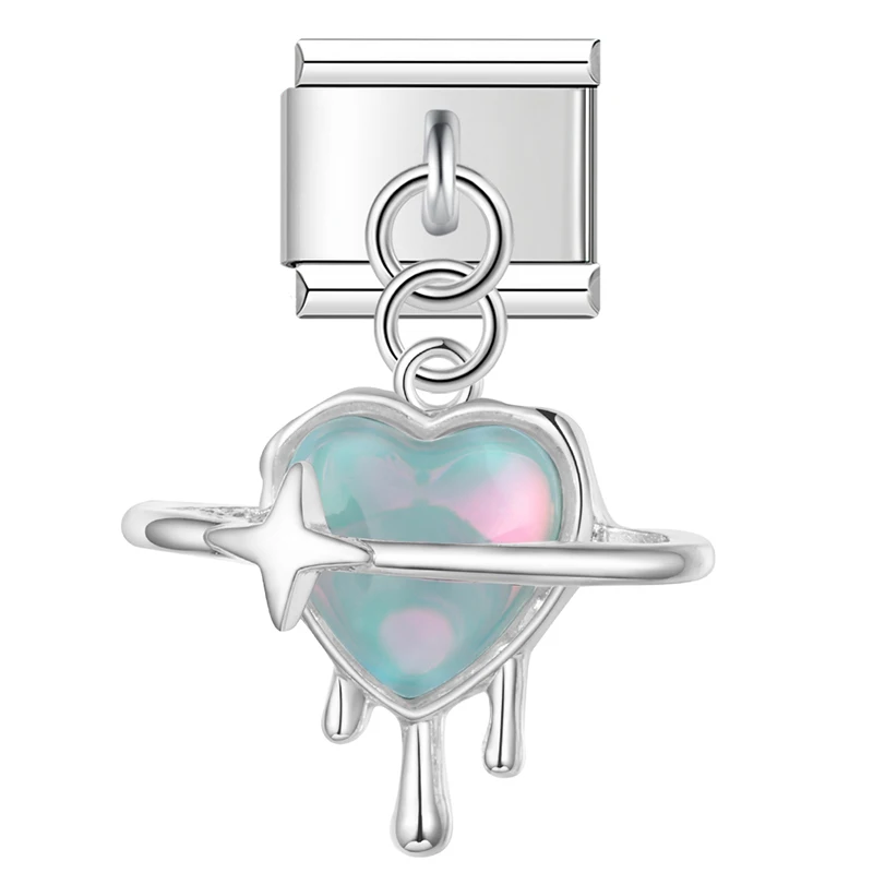 Opal Heart and Sunburst Dangle Italian Charms - Image 16