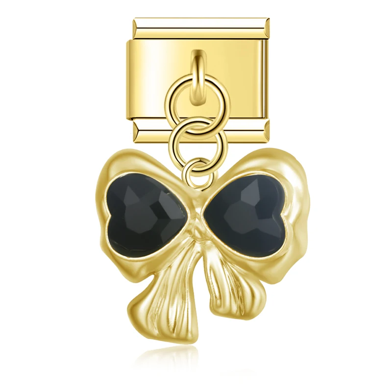 Pearl, Heart and Bow Dangle Italian Charms - Image 4