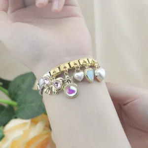 Pearl, Heart and Bow Dangle Italian Charms