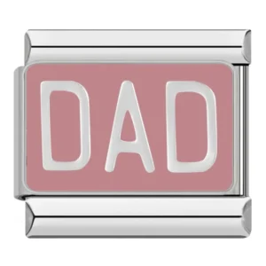 Dad and Pink Flower Italian Charms