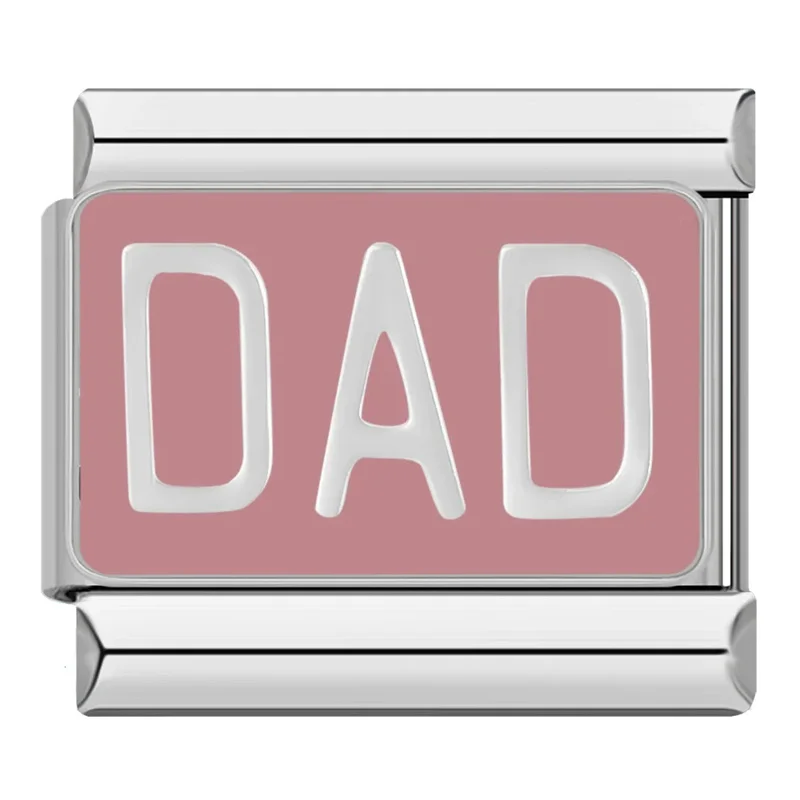 Dad and Pink Flower Italian Charms