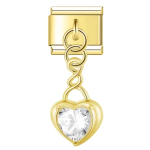 Crystal Heart Dangle Italian Charms