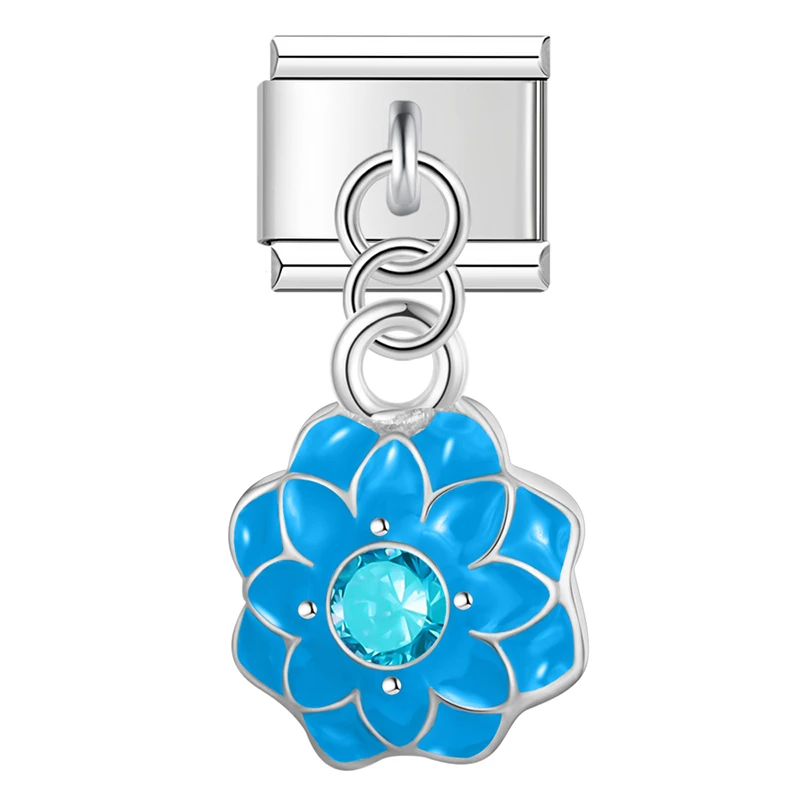 Moon, Flower and Butterfly Dangle Italian Charms - Image 13