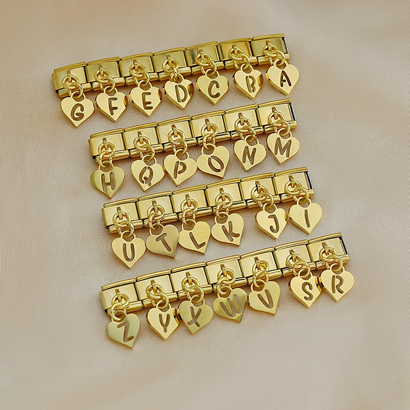 Gold Heart Initial Dangle Italian Charms - Image 3