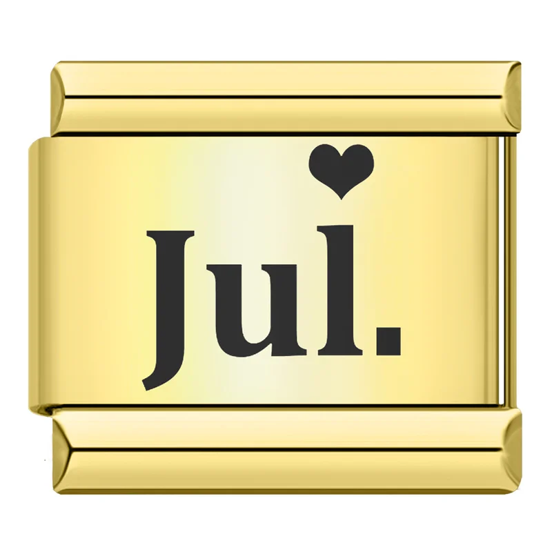 Gold Month Name Heart Italian Charm - Image 7