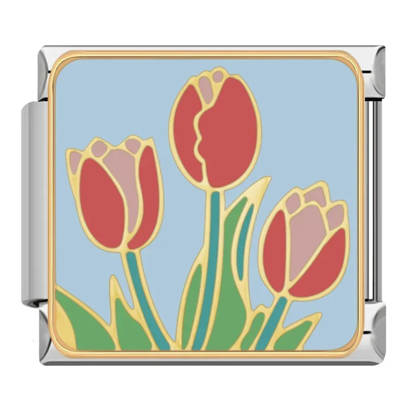 Painted Flower Italian Charms - Image 16