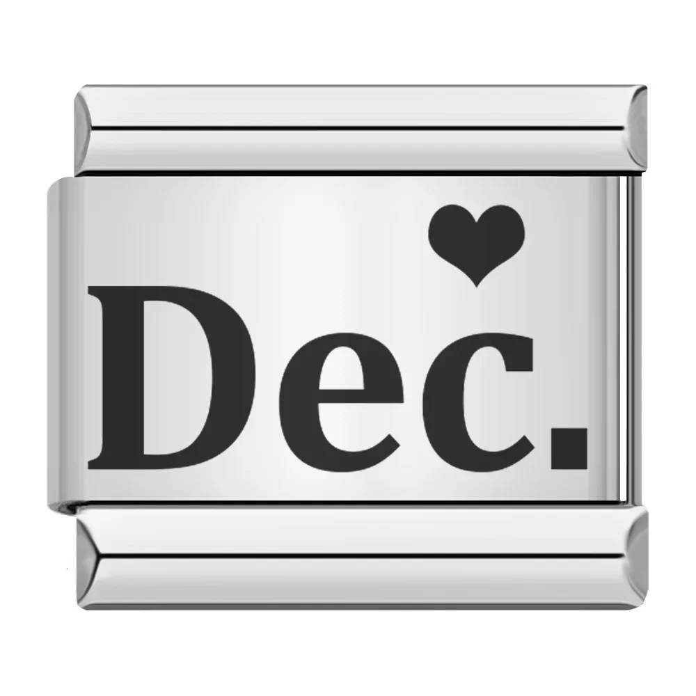 Month Name Heart Italian Charm - Image 11