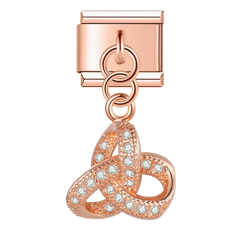 Rose Gold Crystal Symbol Dangle Italian Charms - Image 6
