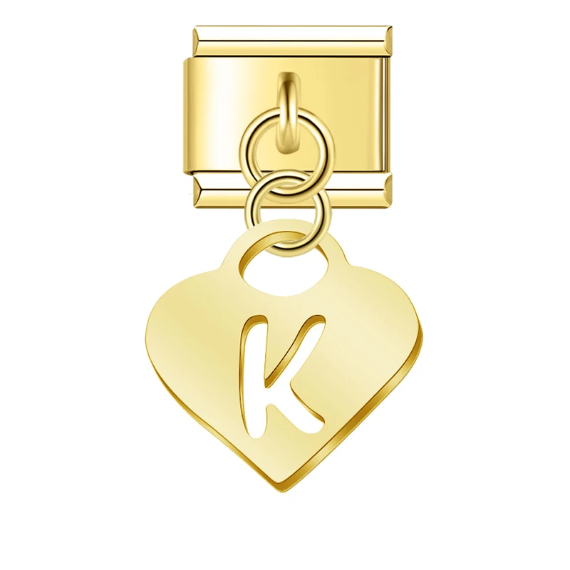 Gold Heart Initial Dangle Italian Charms - Image 12