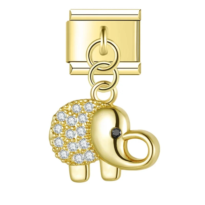 Crystal Butterfly and Elephant Dangle Italian Charms - Image 8