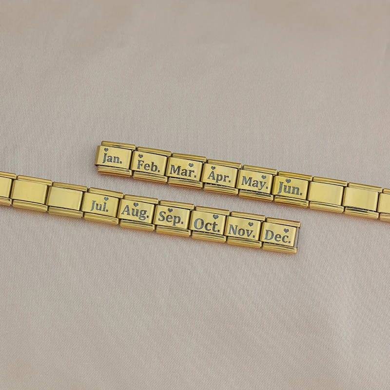 Gold Month Name Heart Italian Charm - Image 3