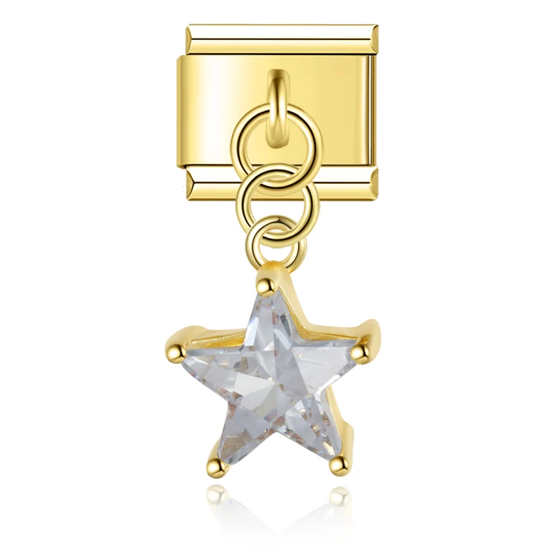 Crystal Crown and Star Gold Dangle Italian Charms - Image 8