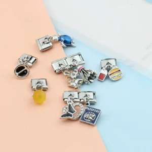 Sun, Bell and Turtle Dangle Italian Charms