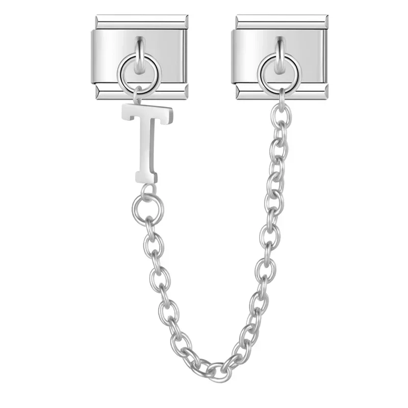 Silver Initial Safety Chain Italian Charms - Image 11