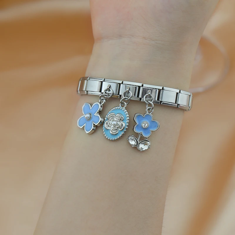 Butterfly and Flower Dangle Italian Charms - Image 2