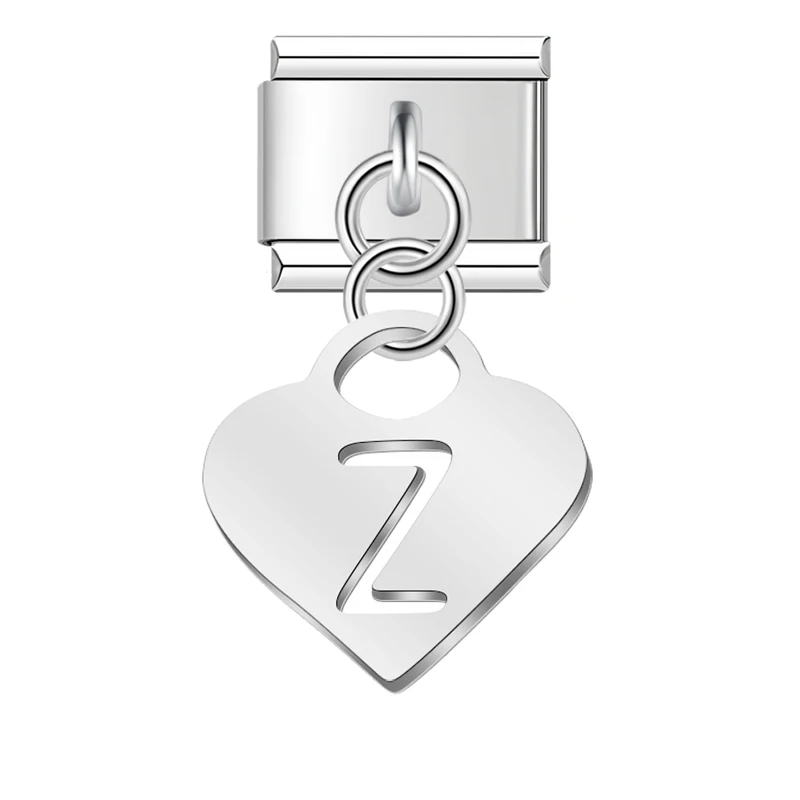Silver Heart Initial Dangle Italian Charms - Image 13
