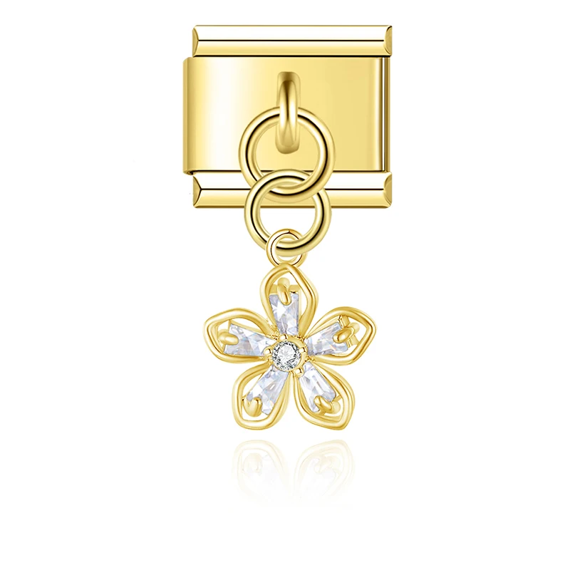 Crystal Flower Dangle Italian Charms - Image 6