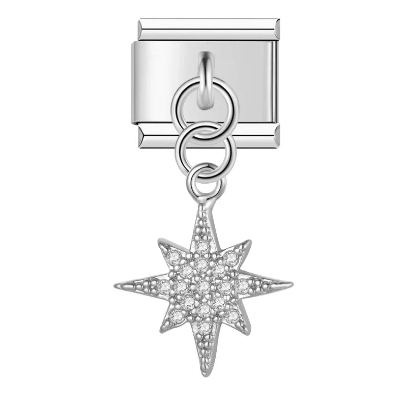 Silver Crystal Symbol Dangle Italian Charms - Image 22