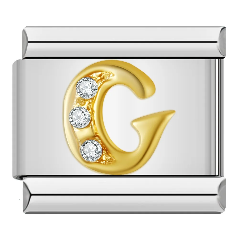 Gold Crystal Letter Italian Charms A to Z - Image 18
