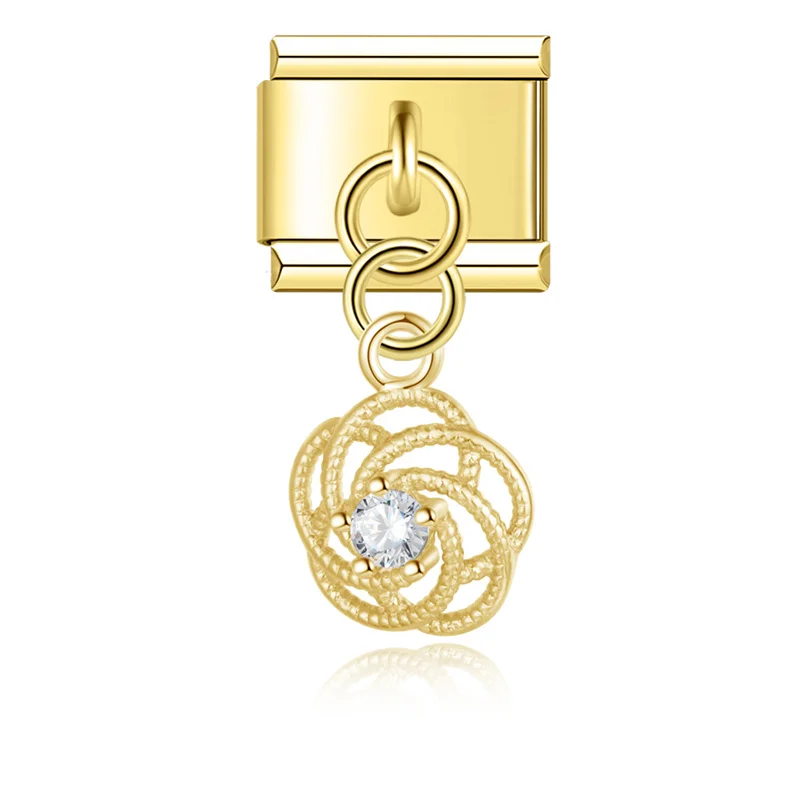 Crystal Flower and Puppy Dangle Italian Charms - Image 12