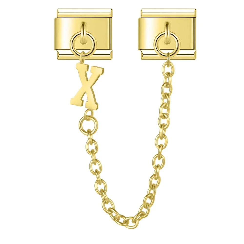 Gold Initial Safety Chain Italian Charms - Image 26