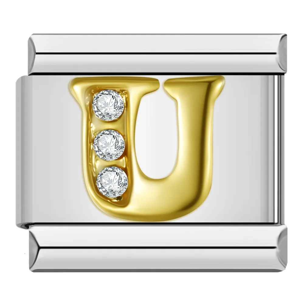 Gold Crystal Letter Italian Charms A to Z - Image 12