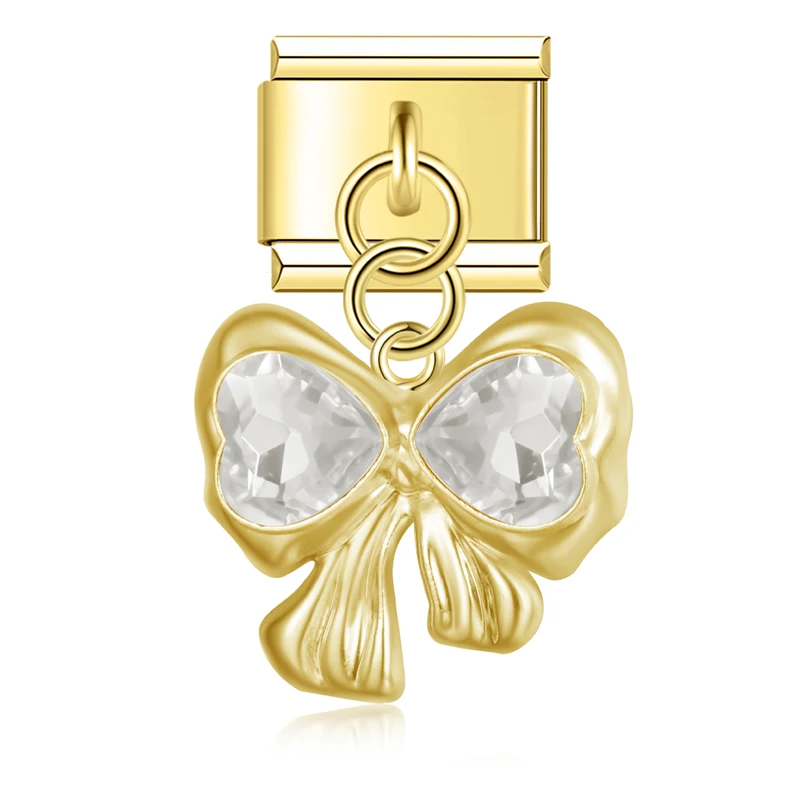 Pearl, Heart and Bow Dangle Italian Charms - Image 6