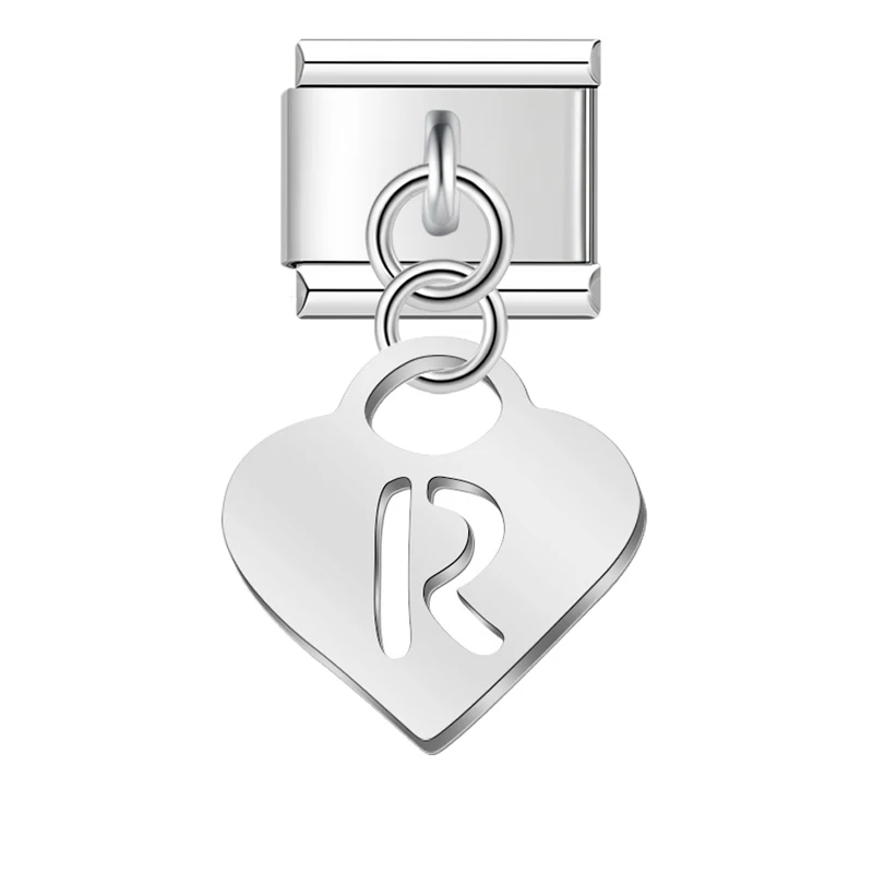 Silver Heart Initial Dangle Italian Charms - Image 9