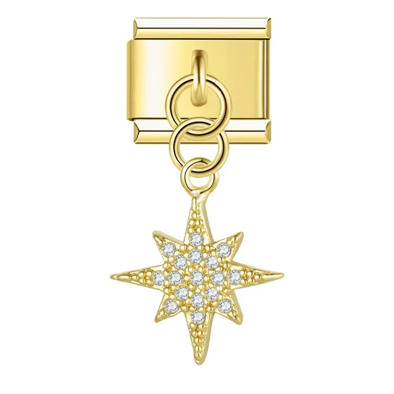 Gold Crystal Symbol Dangle Italian Charms - Image 28