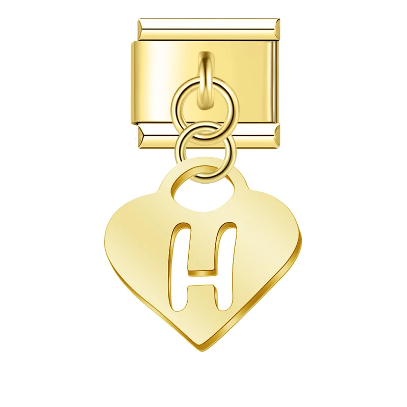 Gold Heart Initial Dangle Italian Charms - Image 25
