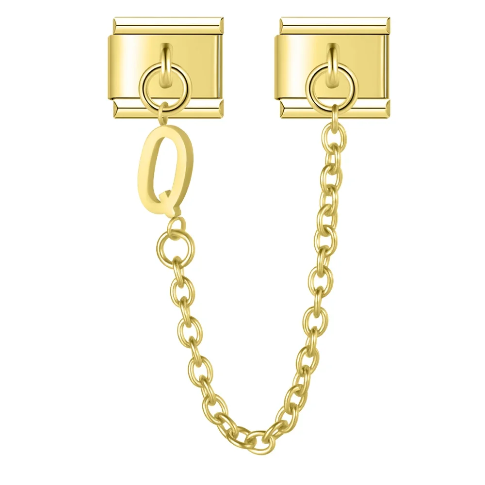 Gold Initial Safety Chain Italian Charms - Image 21