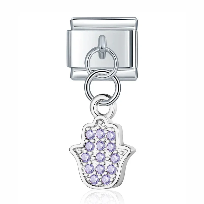 Crystal Eye, Hamsa and Lips Dangle Italian Charms - Image 8
