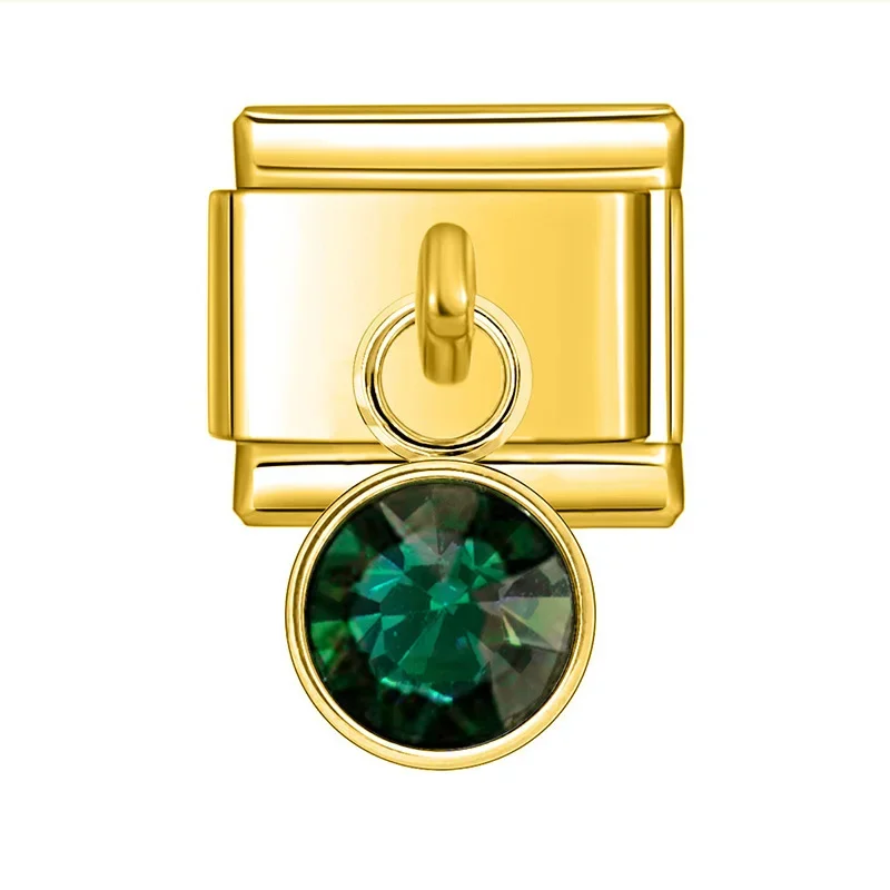 Gold Birthstone Crystal Dangle Italian Charm - Image 9