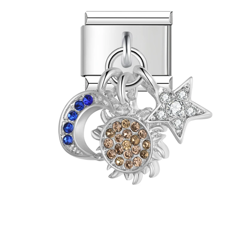 Moon, Flower and Butterfly Dangle Italian Charms - Image 5