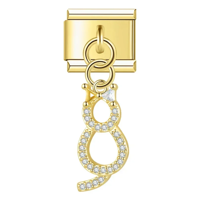 Gold Crystal Symbol Dangle Italian Charms - Image 29