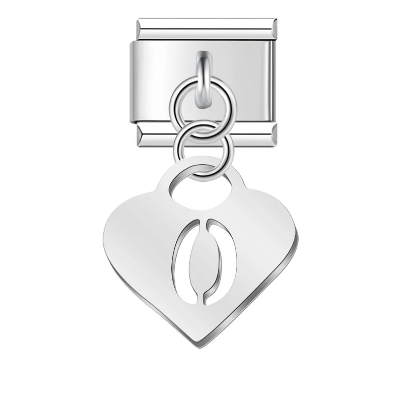 Silver Heart Initial Dangle Italian Charms - Image 24