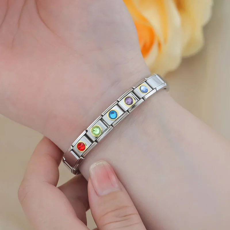 Birthstone Crystal Solitaire Italian Charms